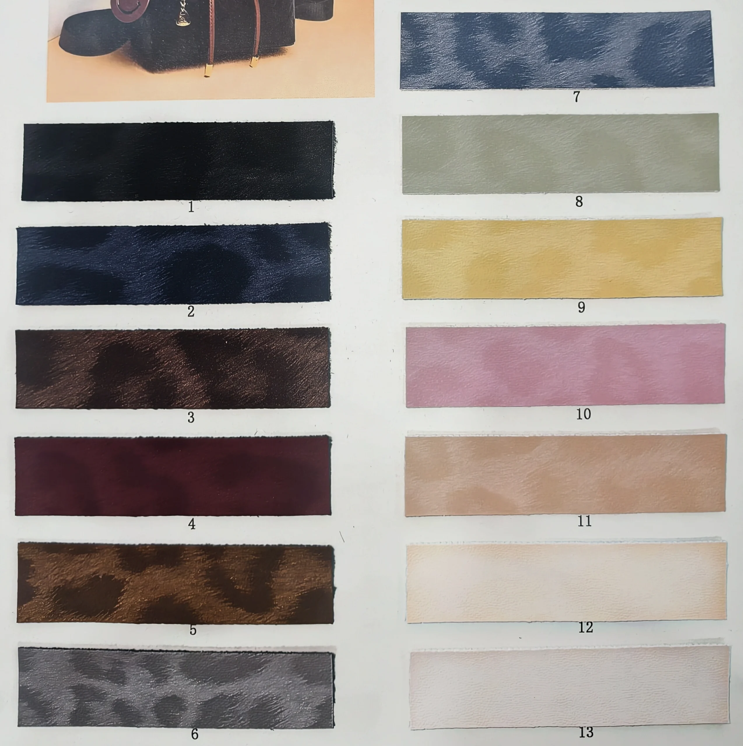 Danhon light beige fine grain PU leather color card for garments bags shoes and packaging