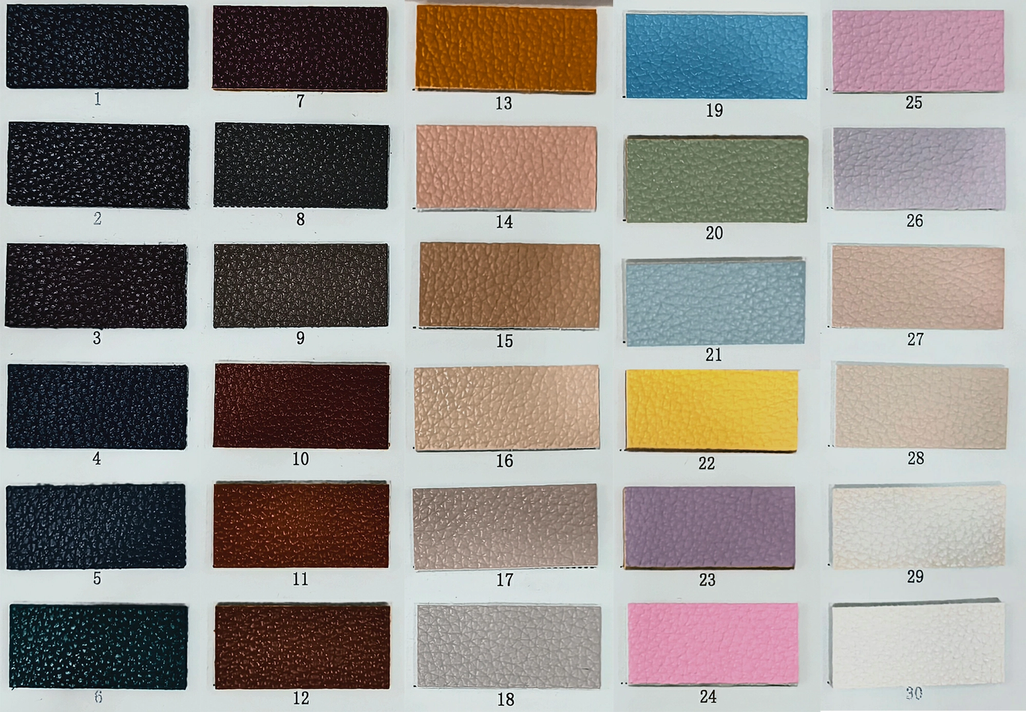Danhon yellow pebble grain PU leather color card for bags shoes and packaging