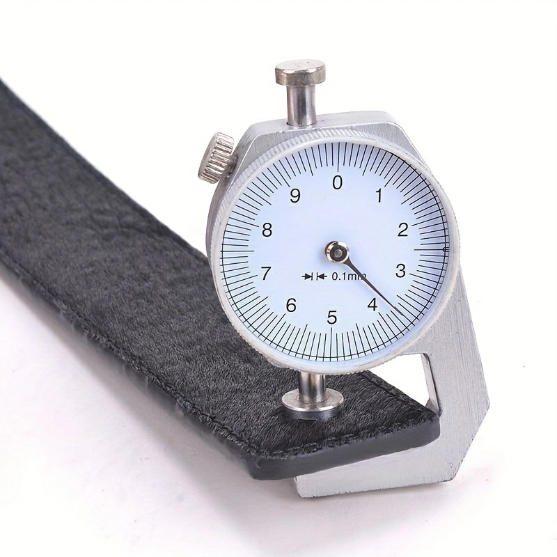 Thickness gauge measuring PU leather used for shoe upper material selection