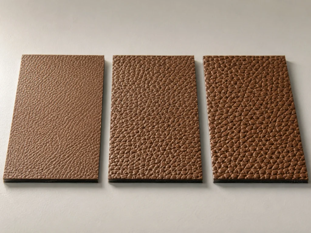 Comparison of shallow, medium and deep embossing on PU artificial leather