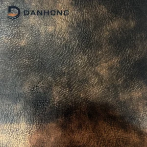 Danhon black textured leather material with 0.85mm thickness and grain surface