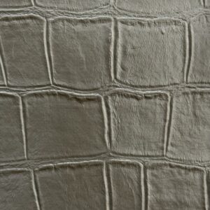Matte gray square embossed crocodile grain PU synthetic leather fabric by Danhon, 0.9mm thickness 54 inch width faux alligator leather for bags upholstery