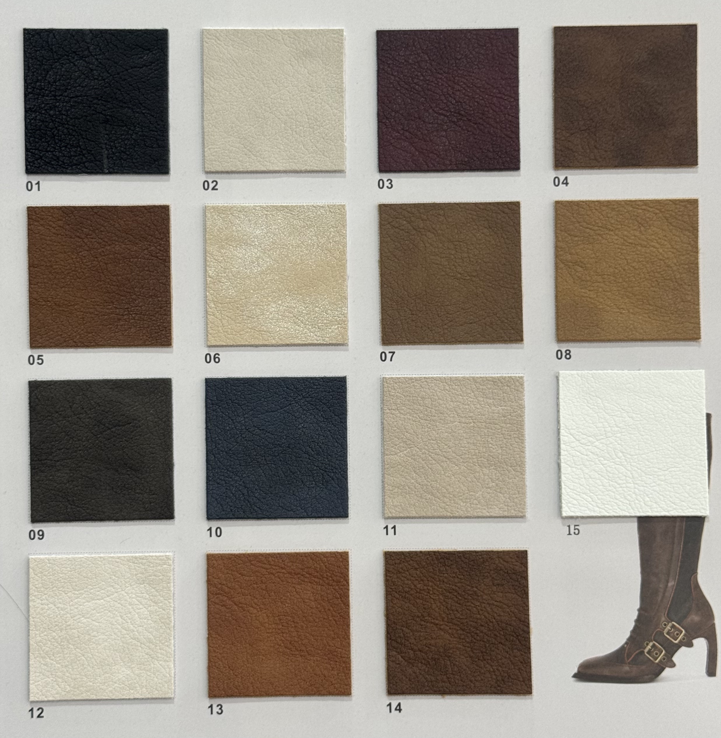 black pebbled grain plain pu leather color swatch sample card of Danhon 1.0mm 54in black pebbled grain plain PU leather fabric for leather goods manufacturing
