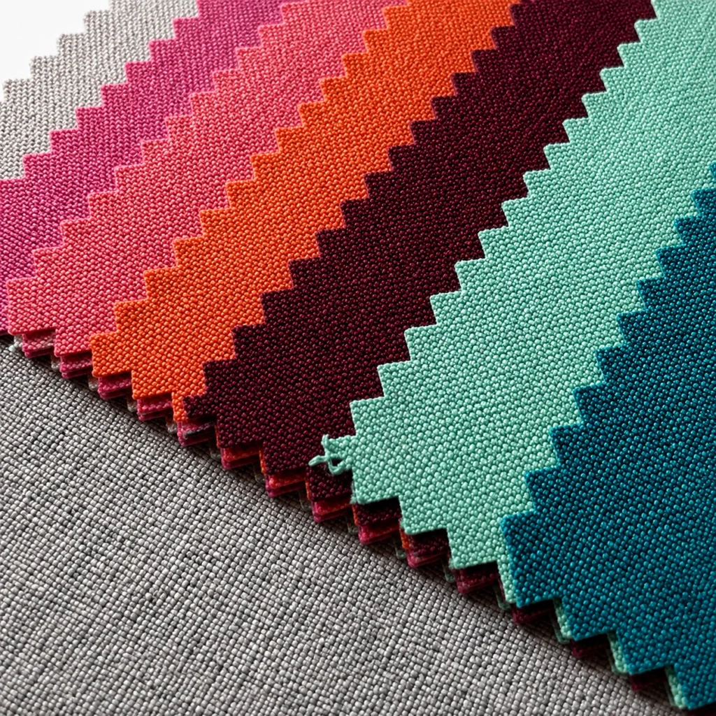 Synthetic leather swatches showing different surface textures and textile backing constructions