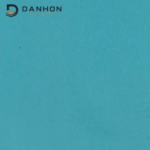 Close-up of turquoise blue TPU leather material with a smooth uniform surface and soft satin appearance