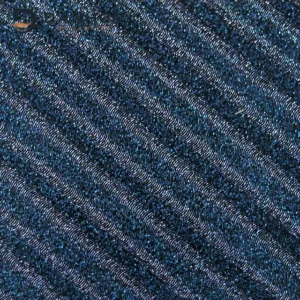 Close-up of dark navy TPU leather material with repeating swirl wave embossed lines and shimmering blue highlights