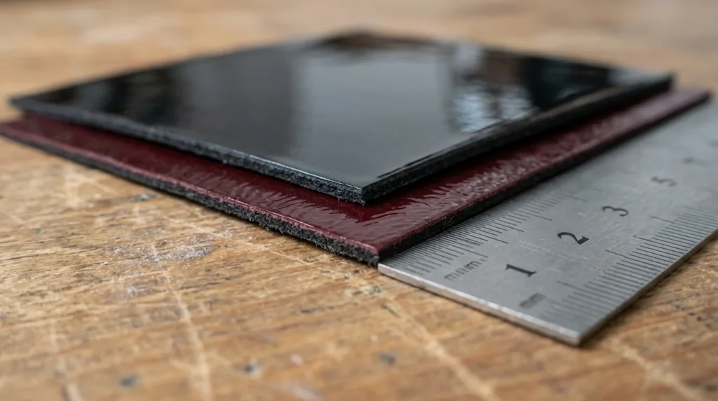 Illustrative mirror and crinkle patent-look material appearances